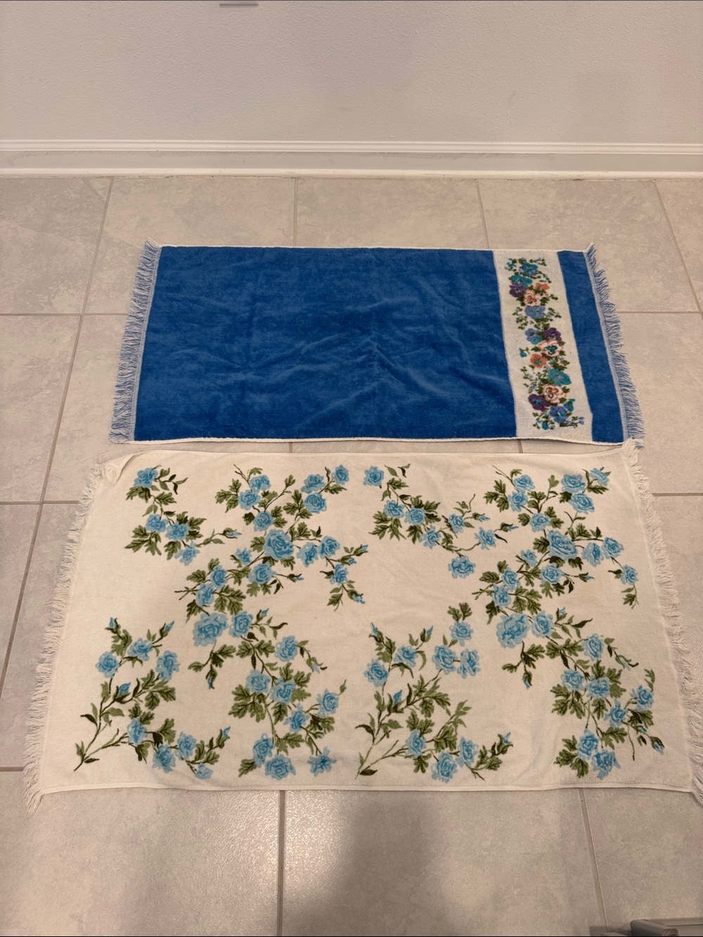 Vintage Blue Floral Cotton towels